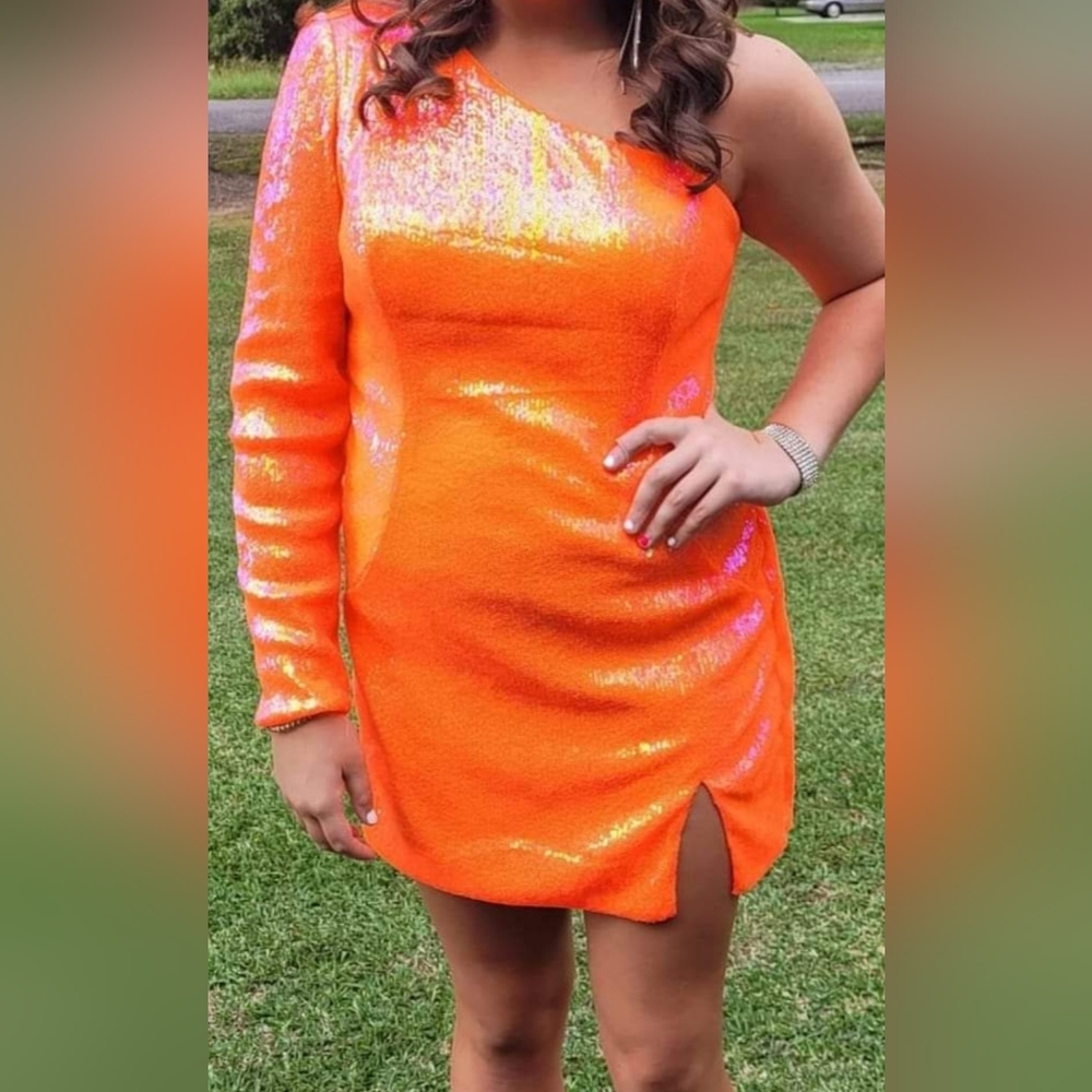 Ashley Lauren Orange Sequin Homecoming Dress